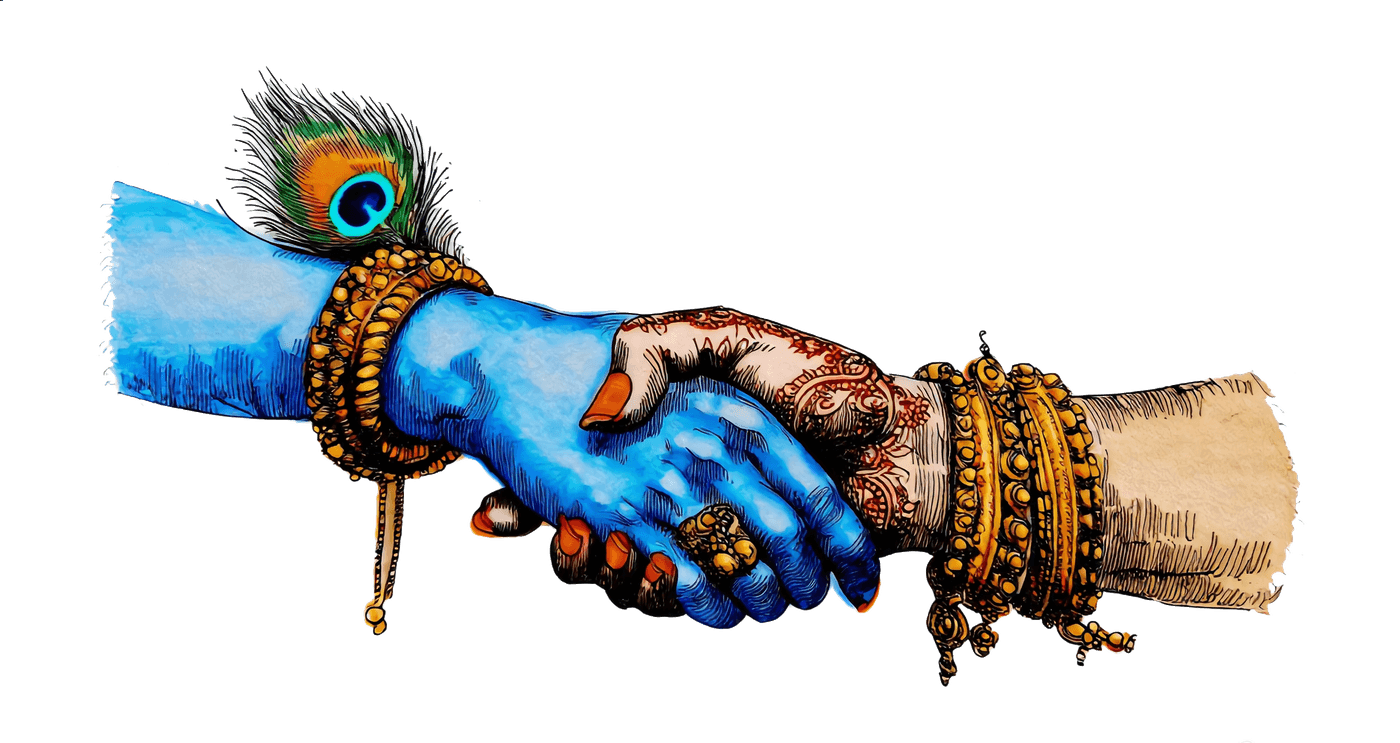 Krishna's hand clasping a seeker's hand — Pankh by your side